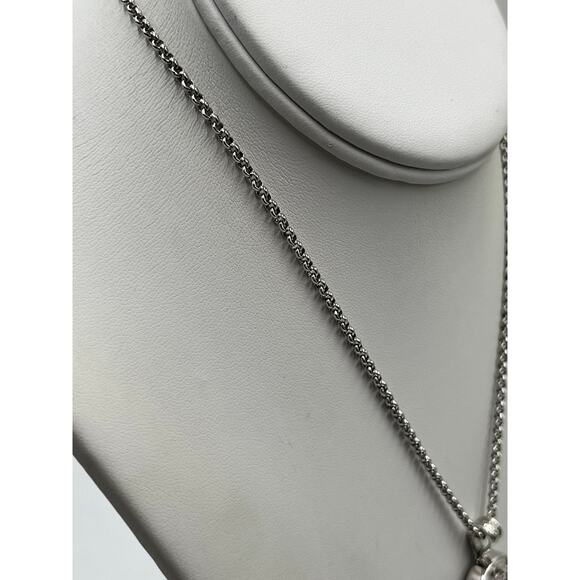 KM 925 Sterling Silver Real White Diamond & Tahitian Pearl Key Pendant - Picture 11 of 14